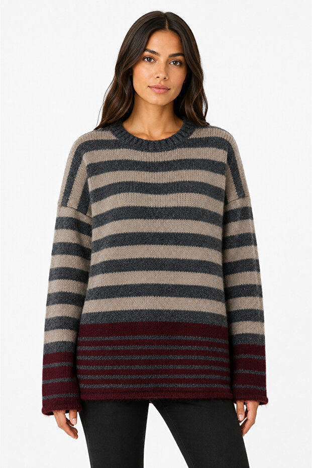Women's Striped Oversize Knitwear Sweater