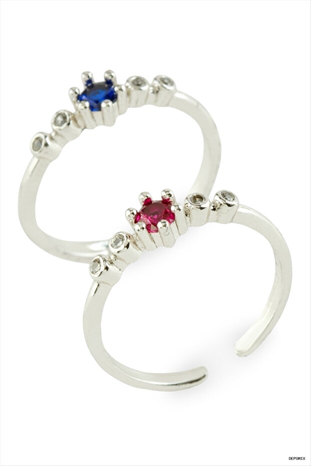 Dpmix-Hb Zircon Single Stone Metal Ring 1 Piece (210125) Silver Color
