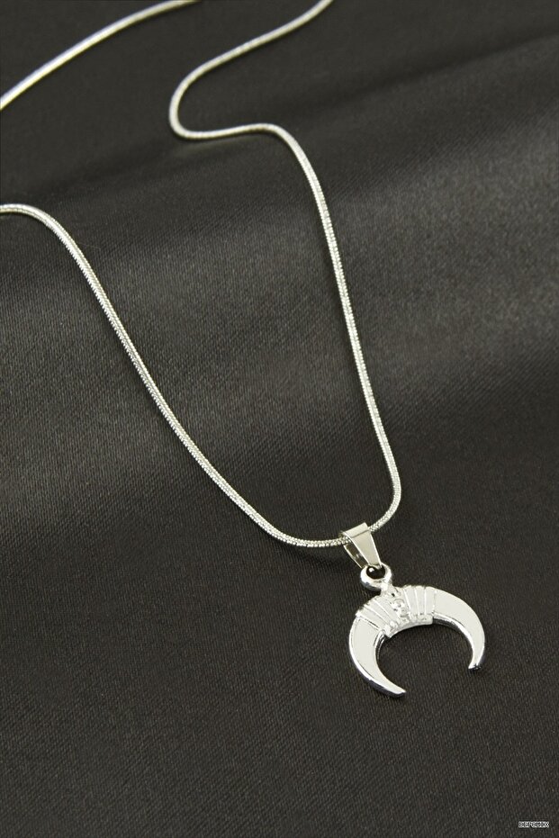 Dpmix-Hb Crescent Steel Necklace (210740) Silver Color