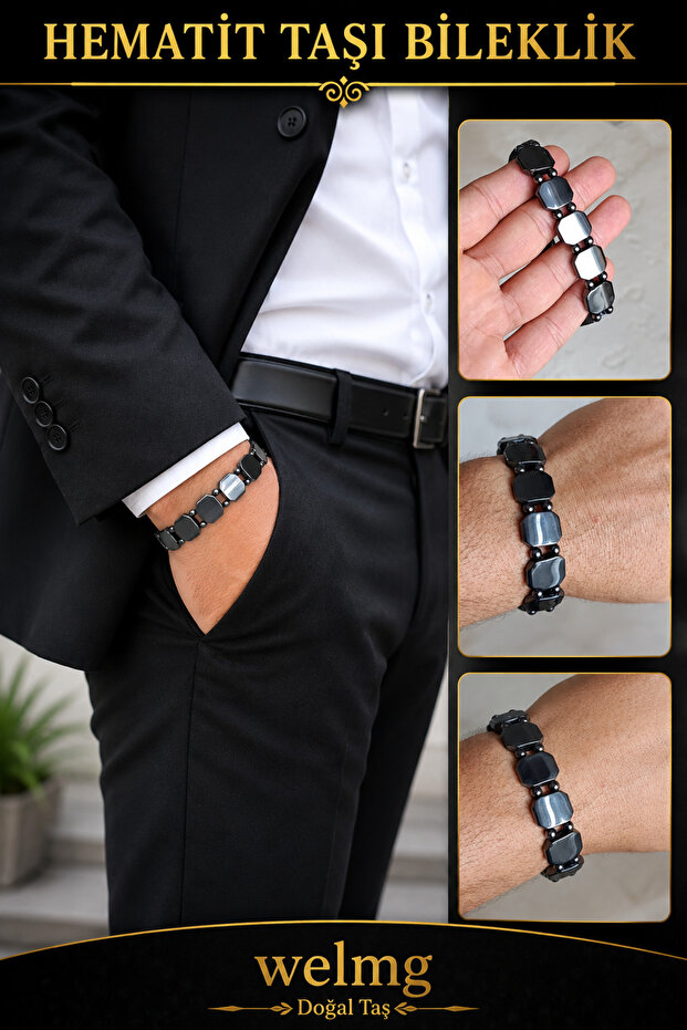Hematite Stone Bracelet - Natural Stone Bracelet - Special Series Model
