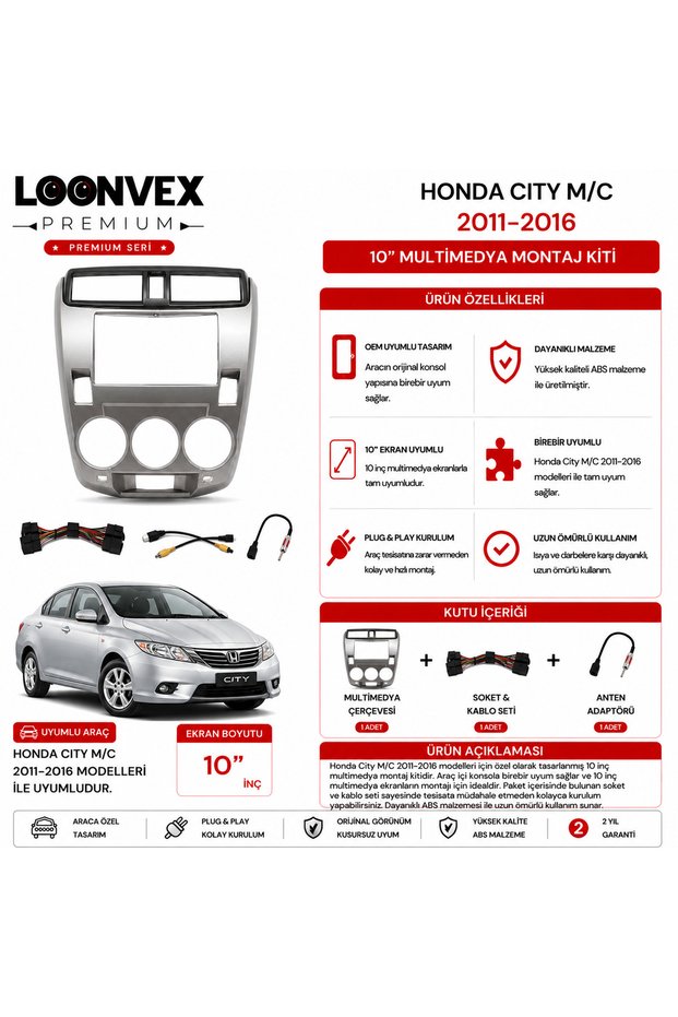 Premium – Honda City M/C 2011-2016 10" Multimedia Frame + Socket Kit