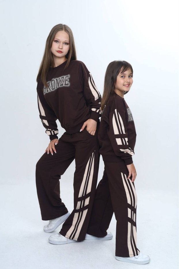 Stone-Detail Garnished 8-10-12-14-16 Years Old Girls' Tracksuit Set