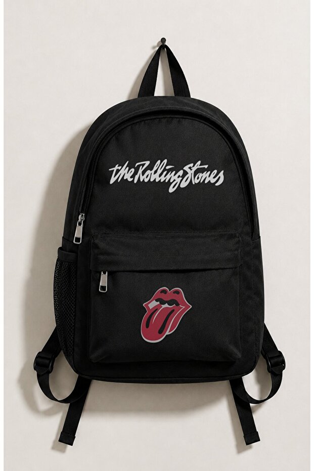 حقيبة ظهر مطبوعة للجنسين من The Rolling Stones، حقيبة مدرسية ذات طابع فرقة الروك