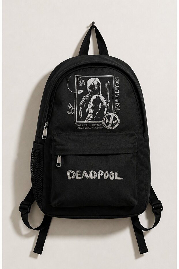 Unisex Maximum Effort Dead Pool Printed Backpack, Superhero Themed School Bag