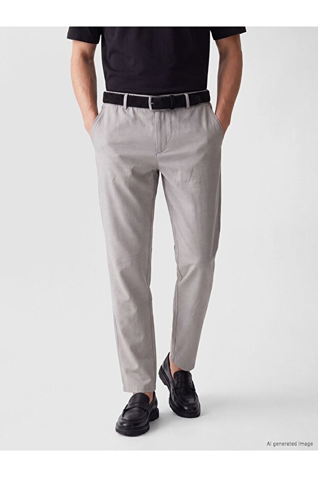 Southblue Gray Regular Fit Linen Blend Men's Trousers