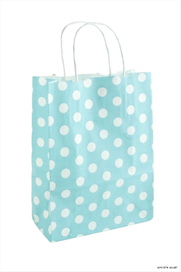 Spt-Gld 8X18X24 cm Spotted Twist Handle Paper Bag 1 (140025) Piece Blue