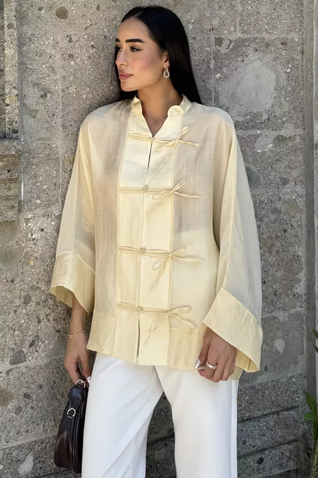 Gülseli Women's Style Button Detailed Loose Shirt