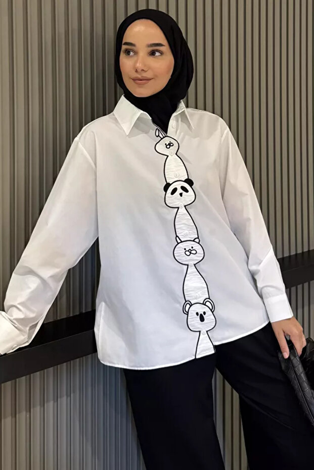 Cute Character Printed Hijab Shirt