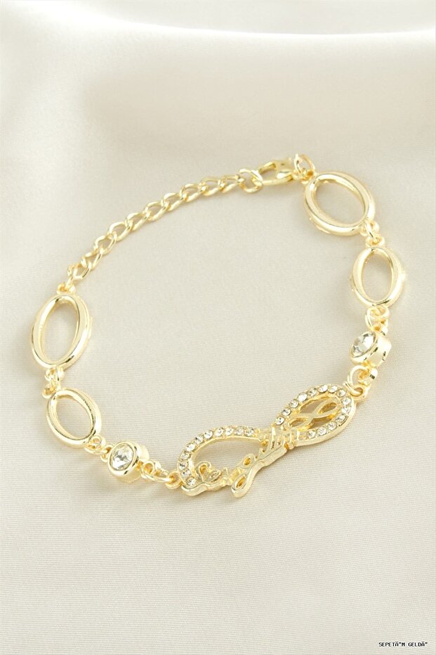 Spt-Gld Dear Lover Written Infinity Stone (133007) Bracelet Yellow