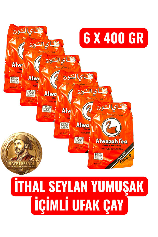 Alwazah Imported Ceylon Soft Drinkable Small Black Tea (6 X 400 Gr)