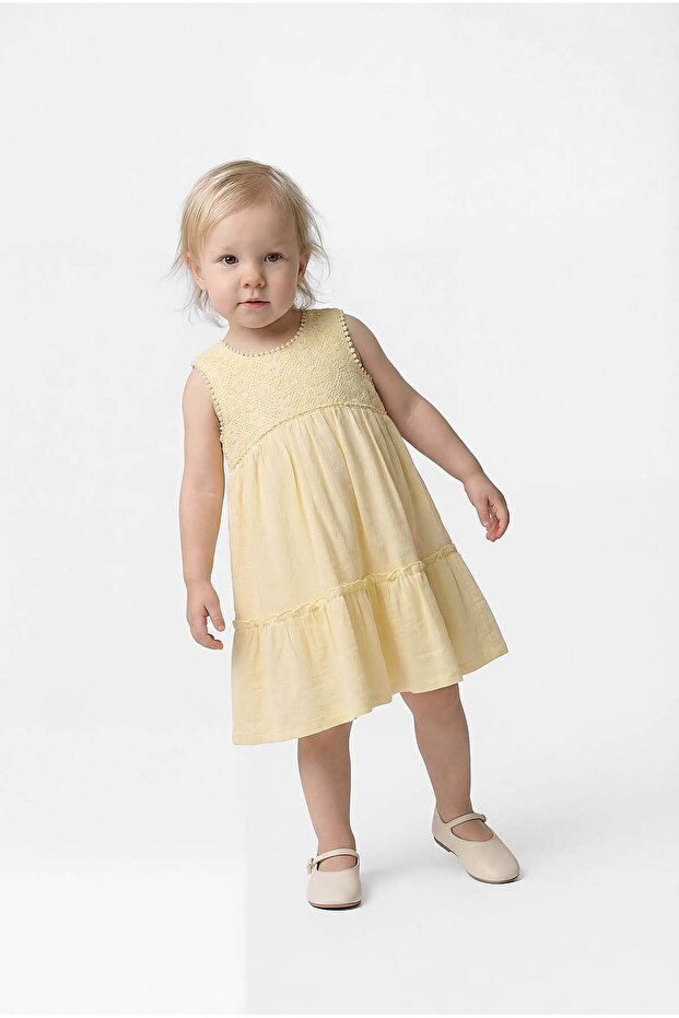 Girl's Crew Neck Sleeveless Dress