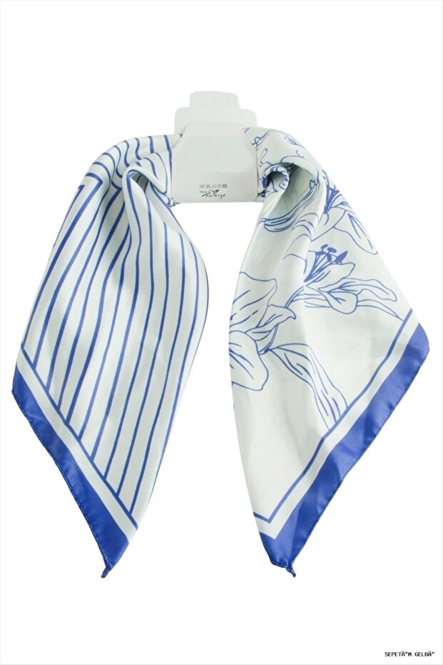 Spt-Gld Flower Zr Satin Scarf 50X50 (140343) cm Blue