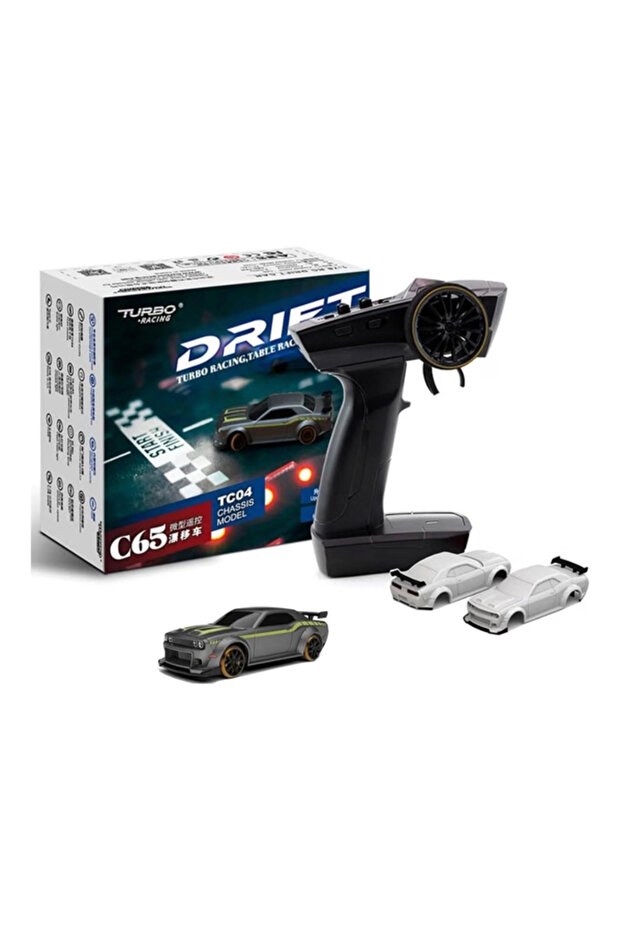 1:76 Scale Mini RC Drift Racing Car with 2.4GHz Remote Control, SVC Gyroscope, Proportional Steering & Throttle, LED Lights, Simulation Tyres, 2 Interchangeable Body Shells, Rechargeable Battery
