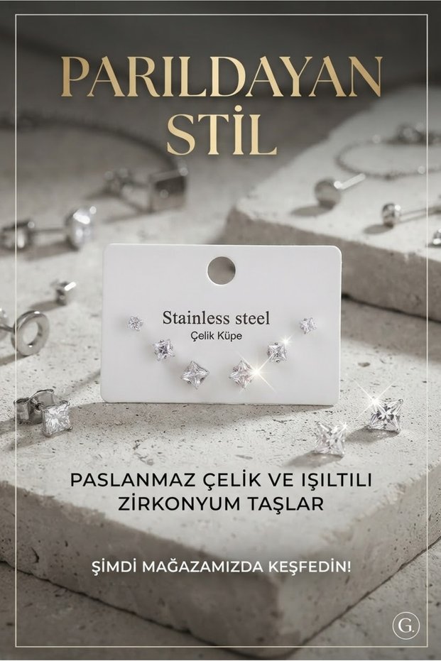 6 Piece Steel Earring Set