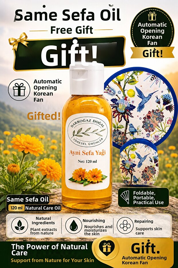 Calendula Oil 120 ml + Gift Automatic Opening Foldable Korean Fan
