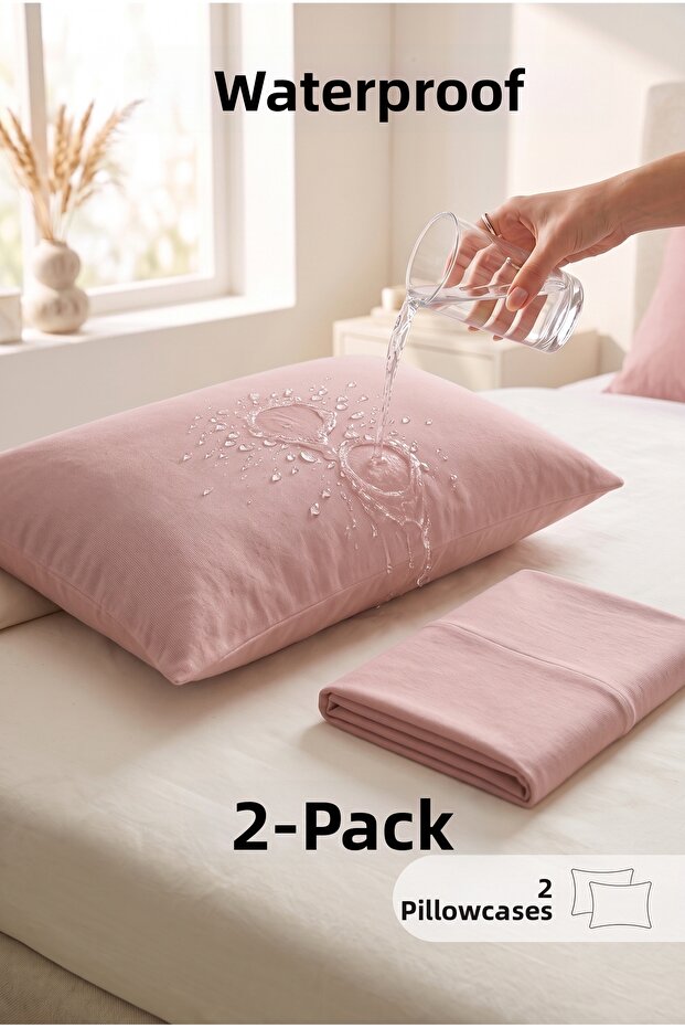 2-Piece Zippered Liquid Proof Pillow Mat Pad Cushion Protector