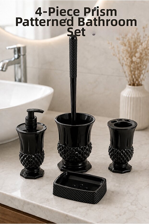 4-piece prism design bathroom set plastic