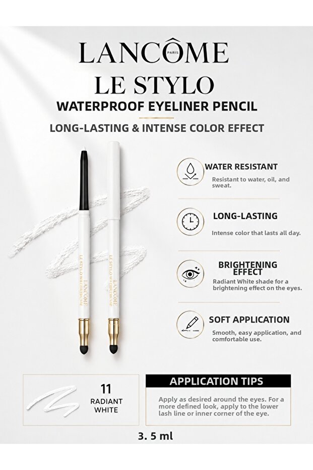 Le Stylo Waterproof Eye Pencil 3.5 ml - Long-Lasting and Intense White Eyeliner for a Radiant Look