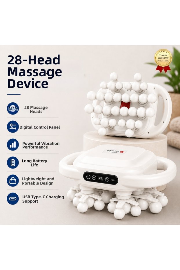 28-Head Massager with Digital Control and Powerful Motor Body Massager