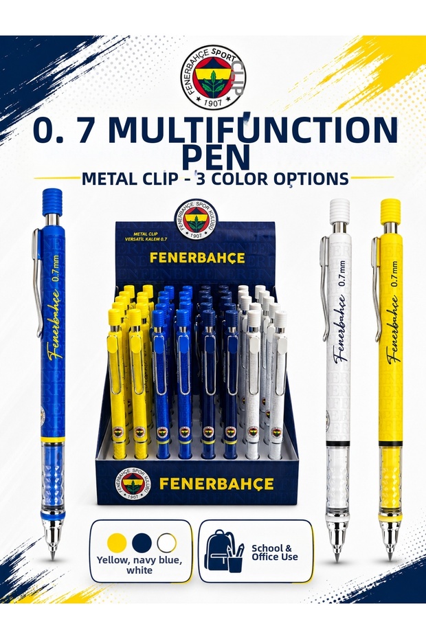 Fb 0.7 mm Versatil Tip Pen with Metal Clip and 3 Color Options