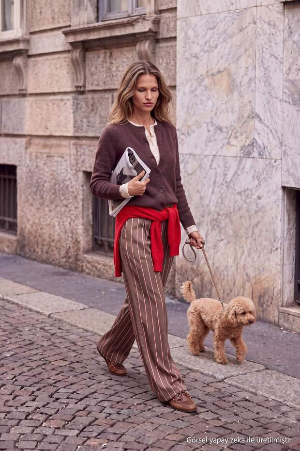 Wardrobe Essentials Kahverengi Bisiklet Yaka Yumuşak Basic Triko Hırka TWOAW27HI00101