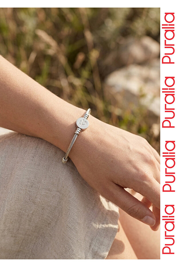Elif-Vav Adjustable Stainless Steel Bracelet Silver