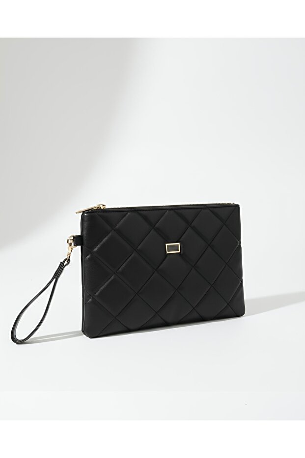 Medium size quilted portfolio clutch handbag