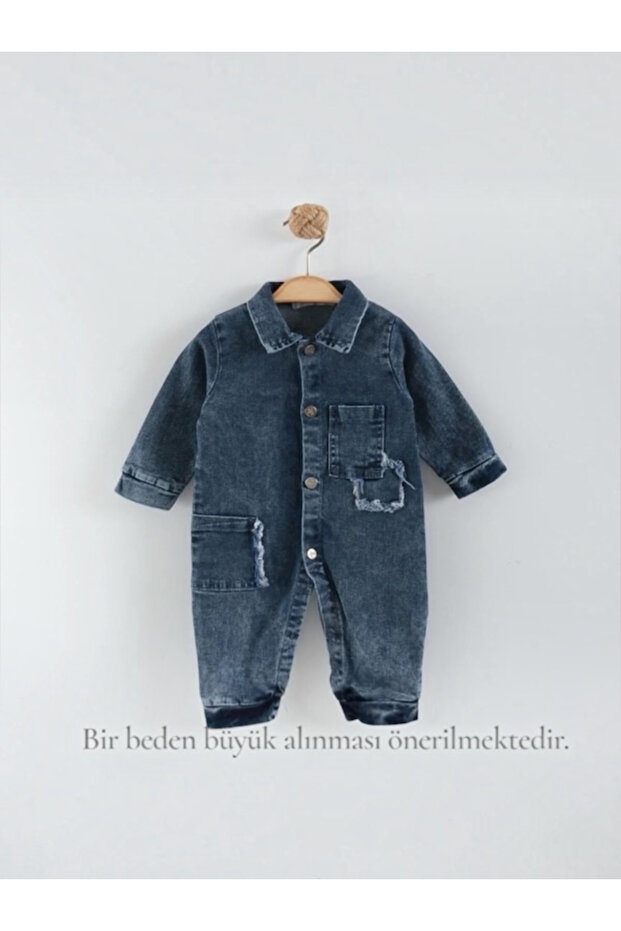 Necixs Belgrad Baby Denim Overalls Blue - 100% Cotton Denim Baby Gardener Overalls