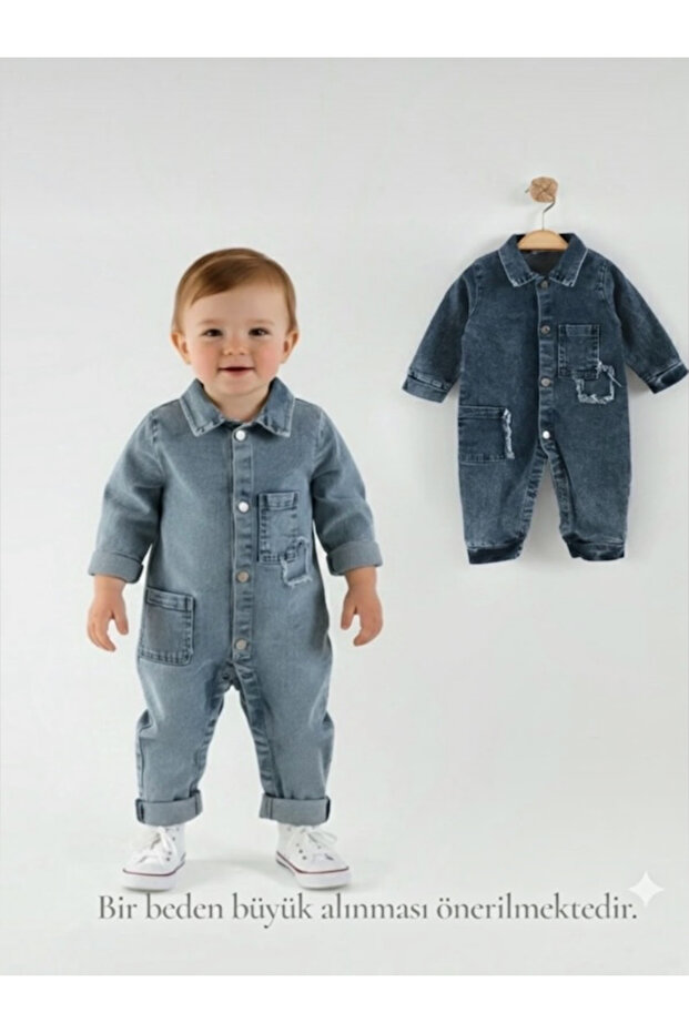 Necixs Belgrad Baby Denim Overalls Light Blue - 100% Cotton Denim Baby Gardener Overalls