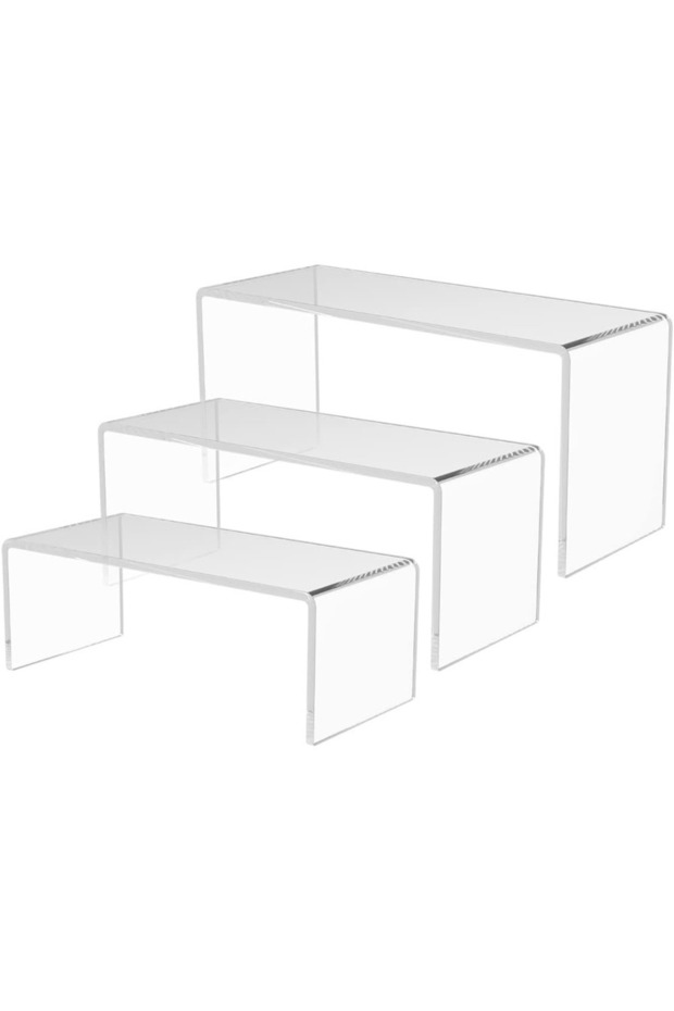 01 3Pc Clear Acrylic Display Stand Cosmetic Bag Jewelry Cup Holder for Home Shop statue Model Potter