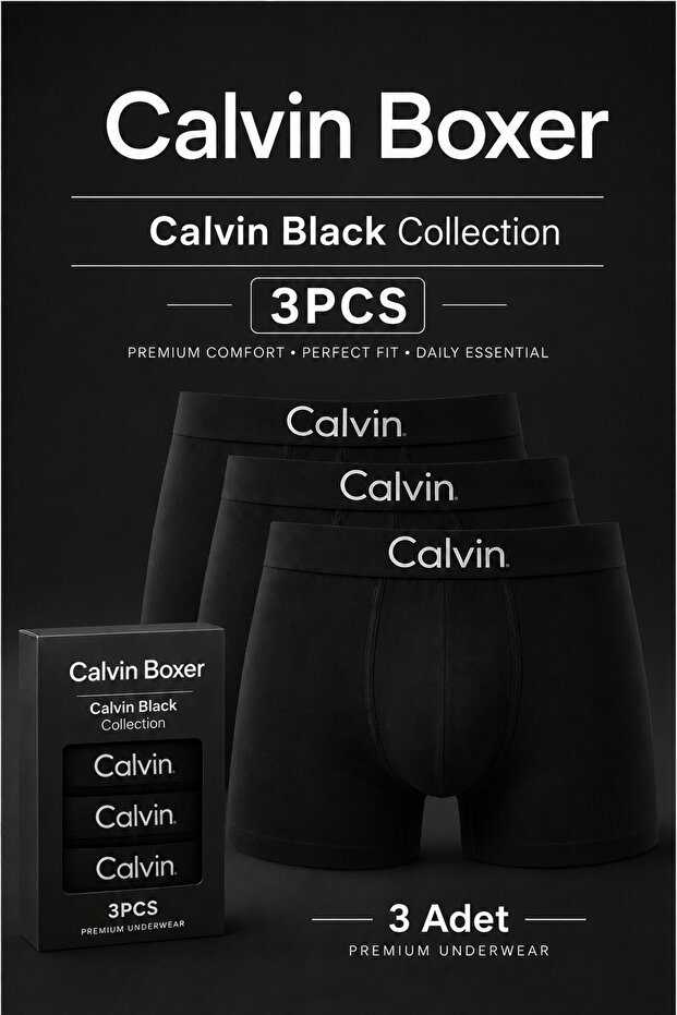 3 Pieces of Stretch Fabric Boxed Boxers