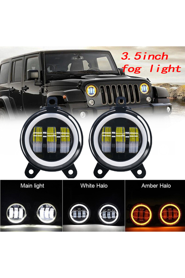 1pcs Pair 3.5 Inch Round Led Fog Lights Driving Light with White Amber Halo Lada Priora for Gazelle