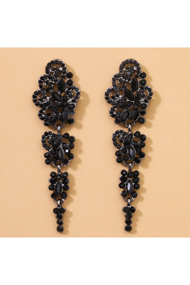 ZT2390 2pcs European and American Fashion Long Geometric Metal Diamond Studded Women's Earrings, Lux