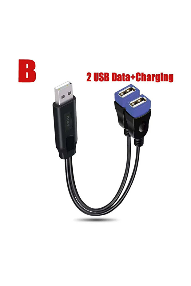 B USB Cable Splitter Phone Charger Power Adapter Cord 2 Ports Male to Female USB Multiple Expander O