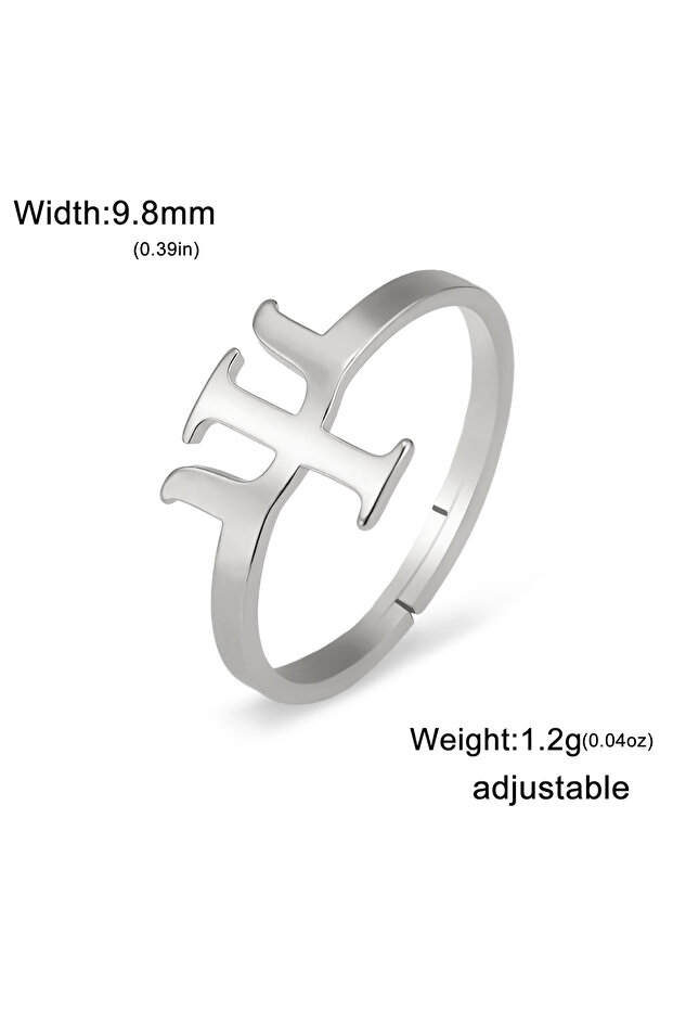 resizable Silver Greek Letter Symbol PSI Open Ring Stainless Steel Men's and Women's Adjustable Size
