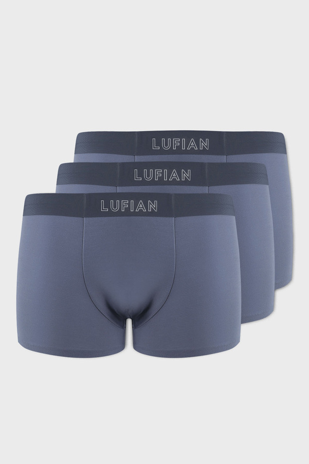 Mark 3 Pieces Men's Modal Seamless Boxer Blue