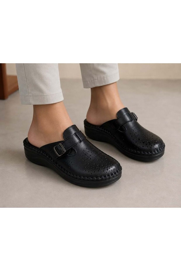 İrm. Fully Orthopedic, Genuine Leather Inside and Out, Women's Closed-Front Slippers