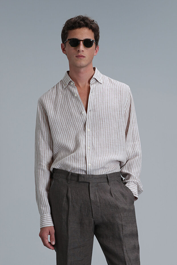 Tamar Men's Basic Shirt Regular Fit Beige