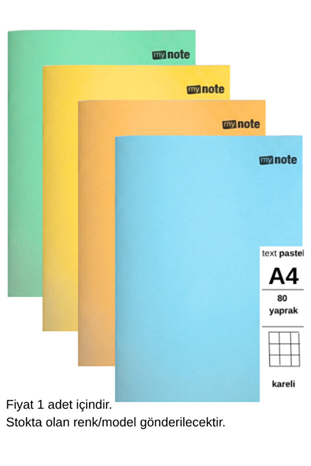 Text Pastel Notebook A4 80 Sheets Checkered 1 Piece