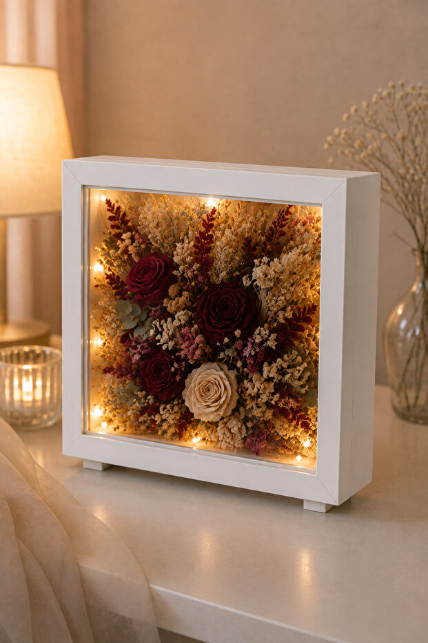 إطار ذاكرة LED مقاس 20x20x5 سم! صندوق تخزين الزهور موديل جديد