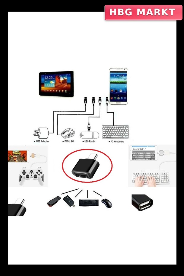 محول USB إلى Type-C من AGAÇARÖREN CEVİZİ - لتوصيل ماوس Klye Jtick بالهاتف