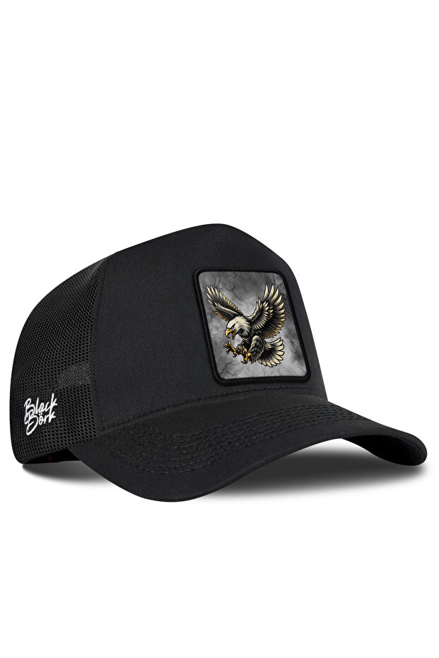 V1 Trucker Eagle - Unisex Black Hat with 6Bs Code Logo (Cap)