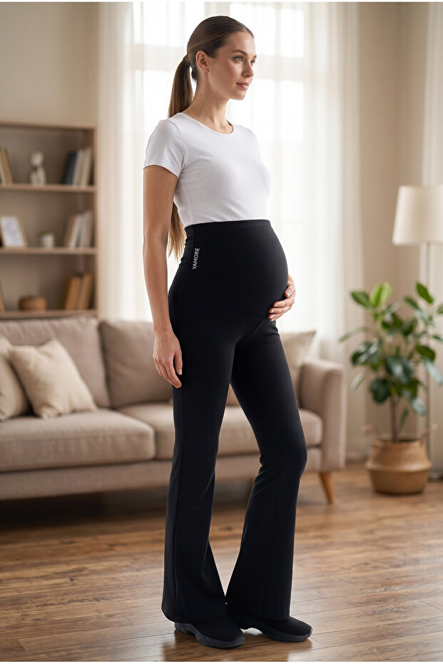 Adjustable Waistband High Waist Flexible Gathering Maternity Leggings