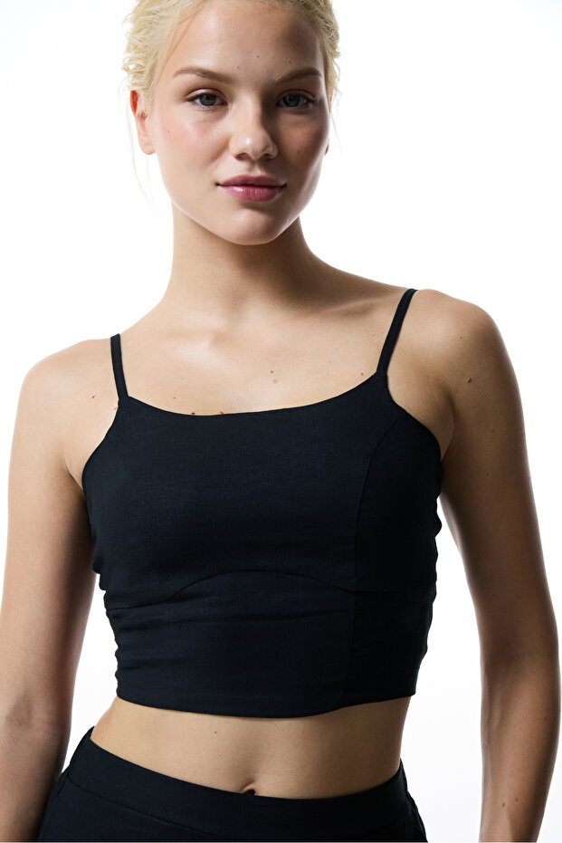 Black Luna Linen Top