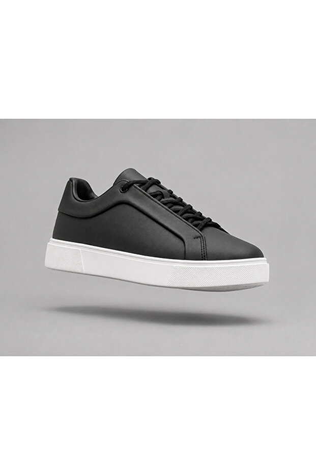 Men's Black Leather Casual Sneakers Sports Shoes