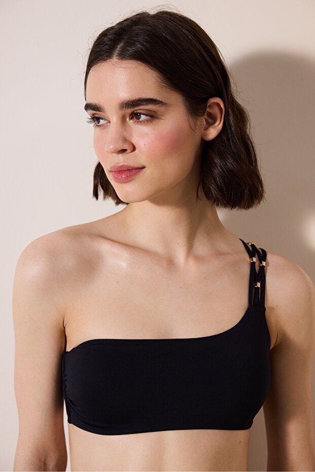 Danny One Shoulder Black Bikini Top