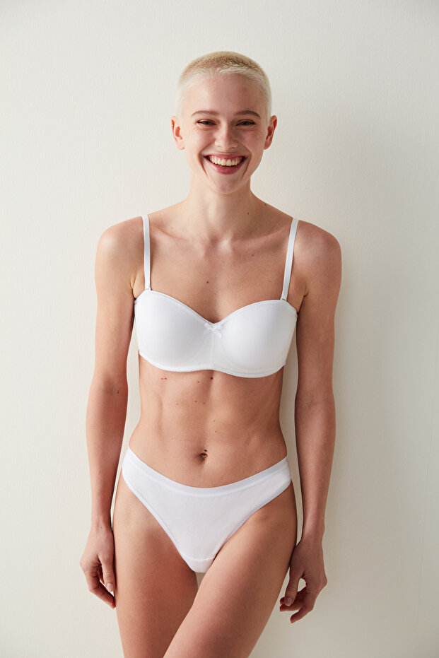 White Underwired Unpadded Lotus Bra