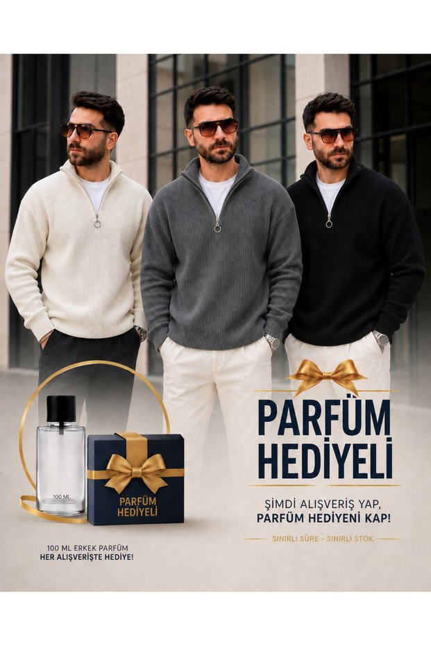 3 Pieces of Half-Zip Knitwear Thessaloniki Sweater + Perfume