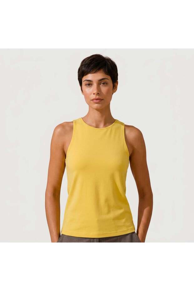 Women's Basic Sleeveless Half-Lined Tshirt Bb2538
