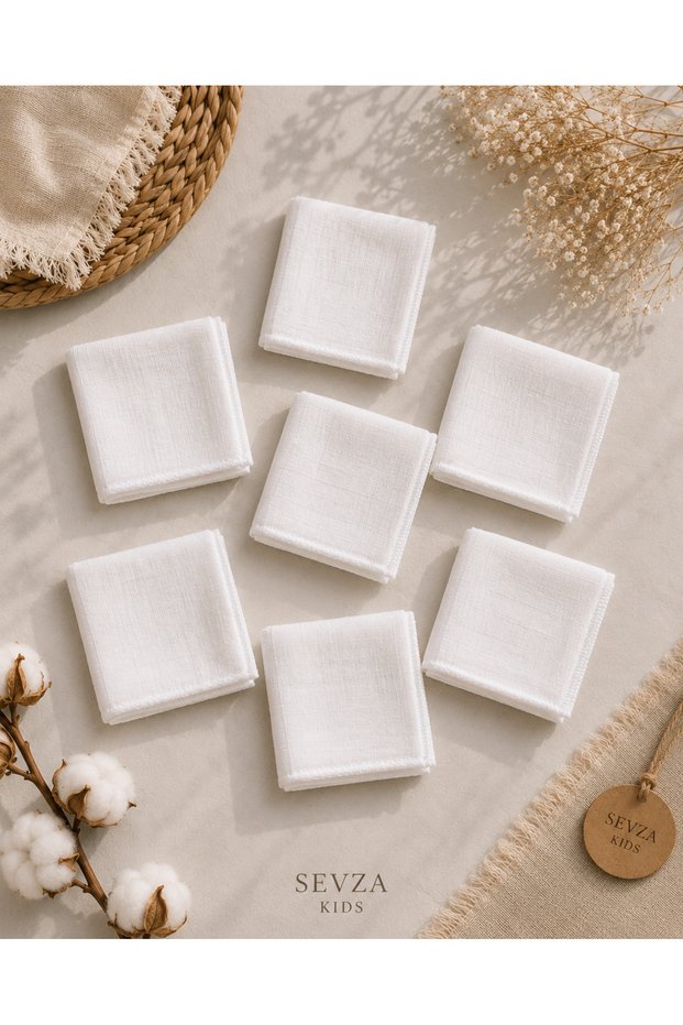 100% Cotton 7-Piece Muslin Baby Mouth Wipes Pure Collection